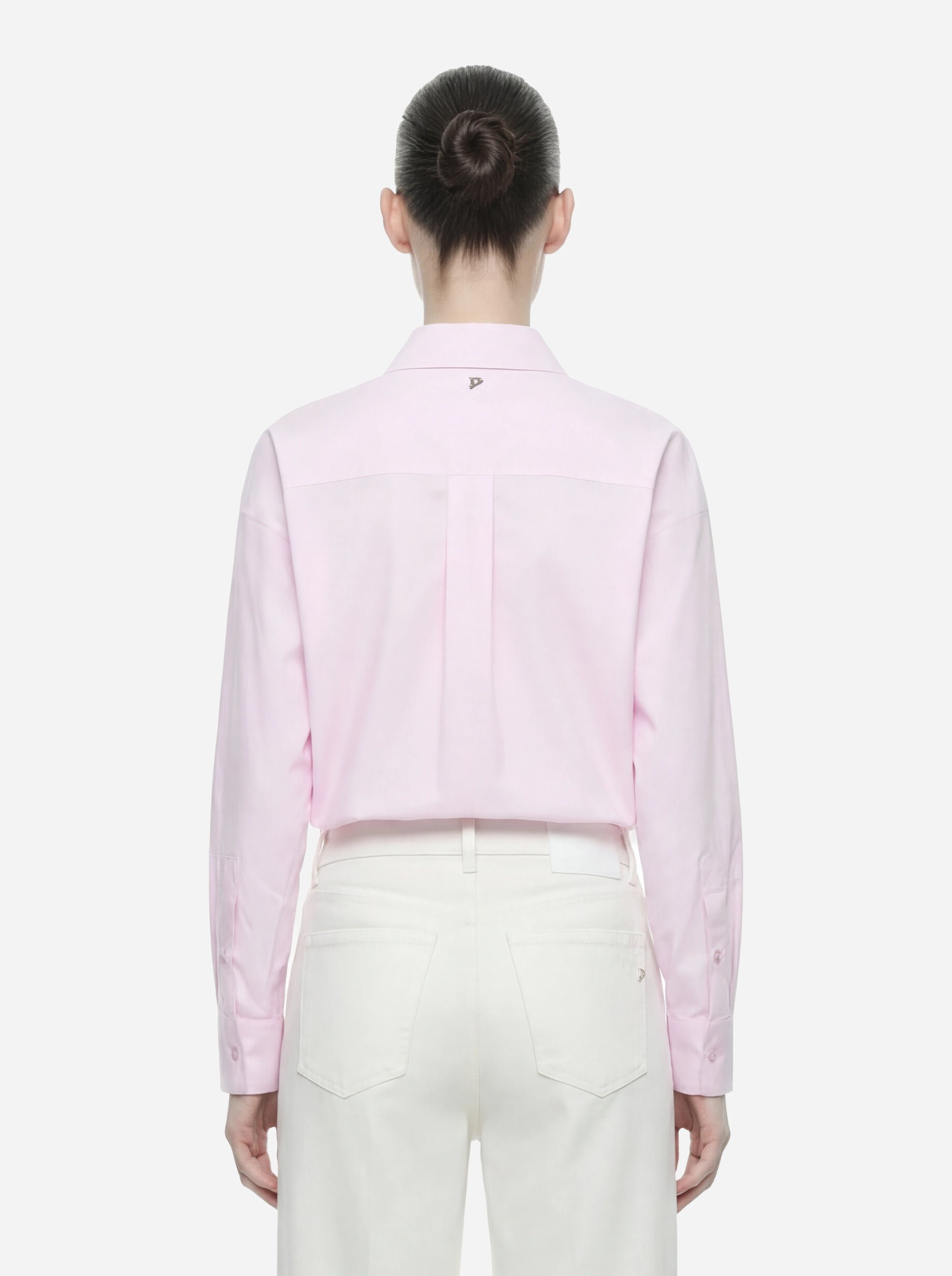 Camicia slim in cotone rosa