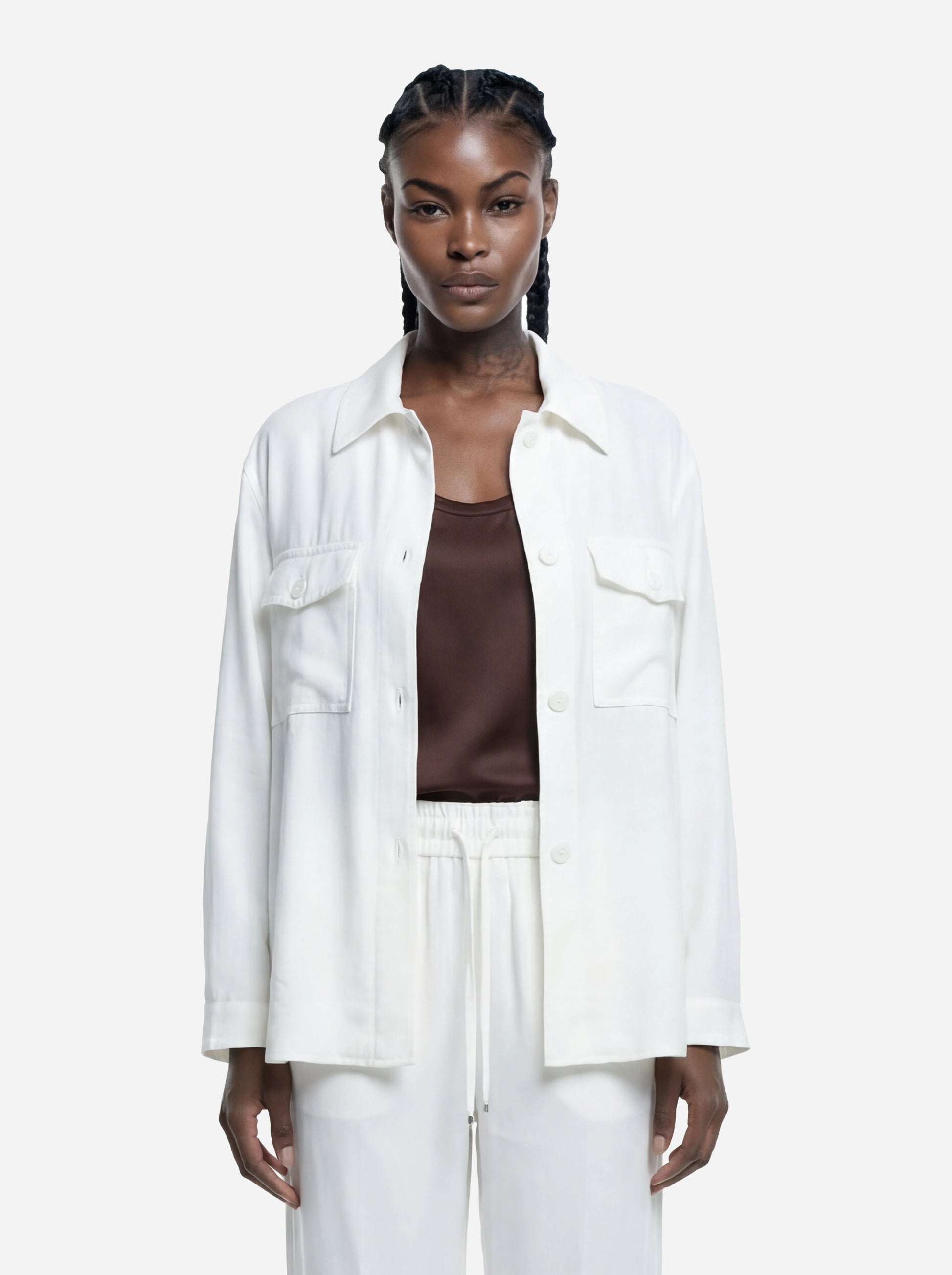 Overshirt in viscosa bianca