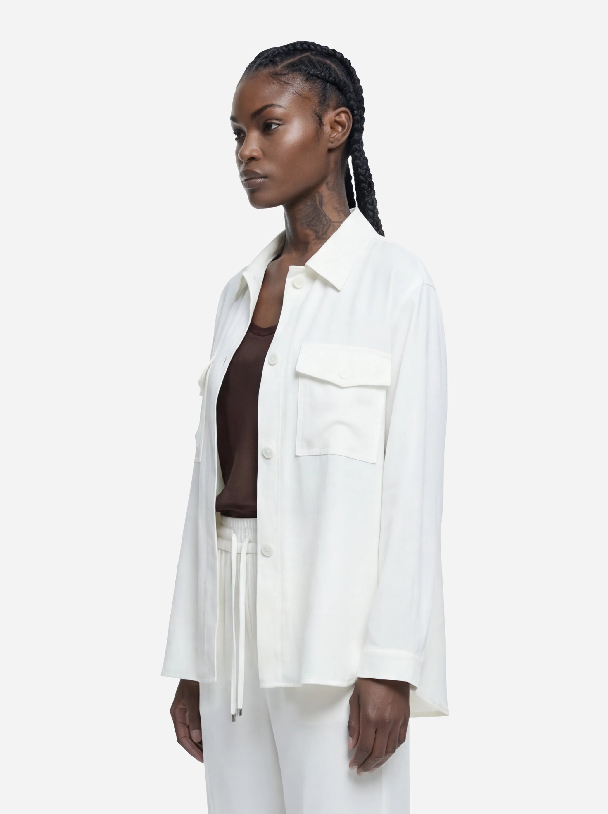Overshirt in viscosa bianca