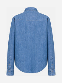 Camicia in denim con tasche blu - vista posteriore