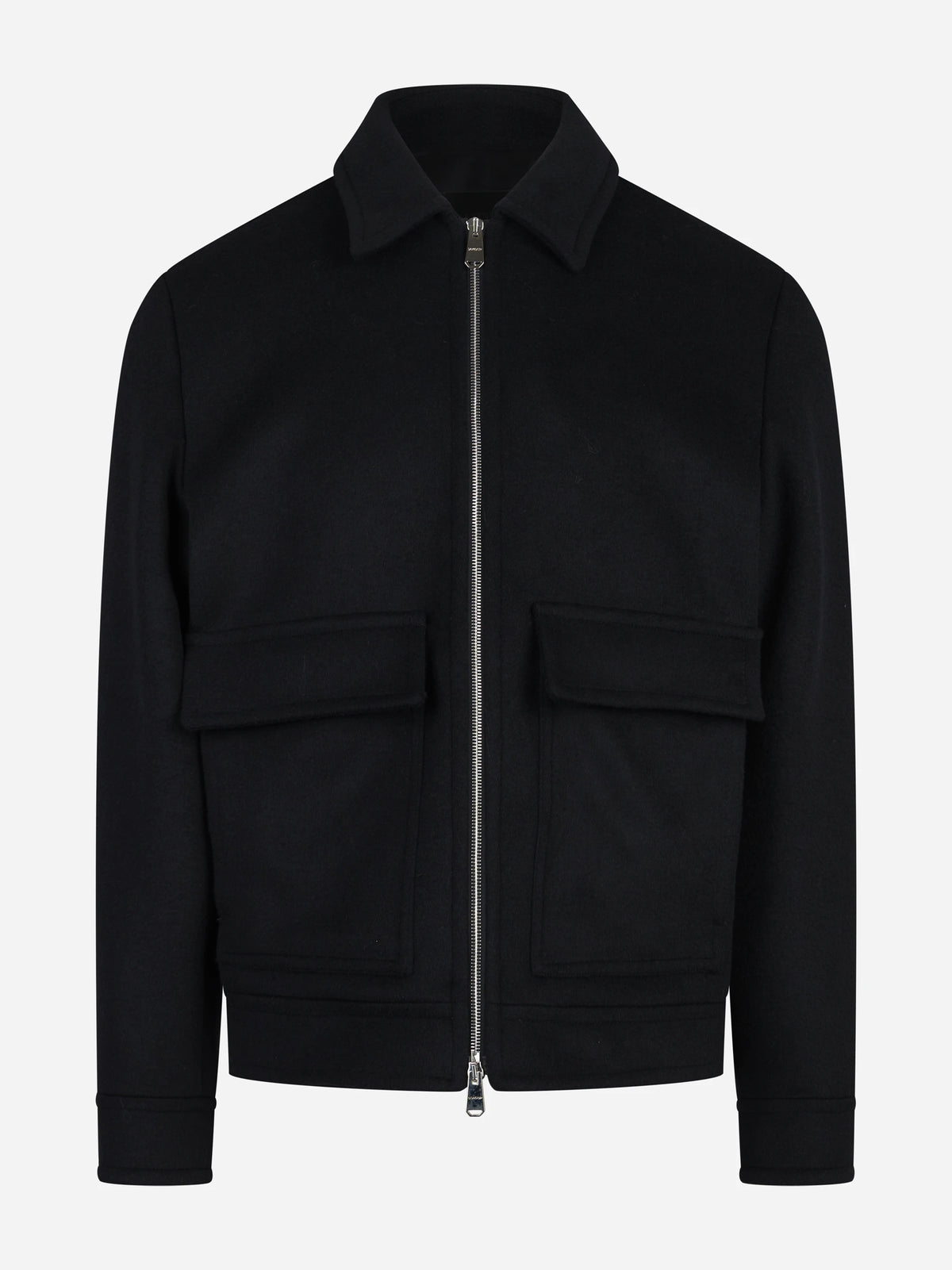 Giacca regular fit in velluto misto lana nero - vista frontale
