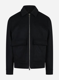Giacca regular fit in velluto misto lana nero - vista frontale