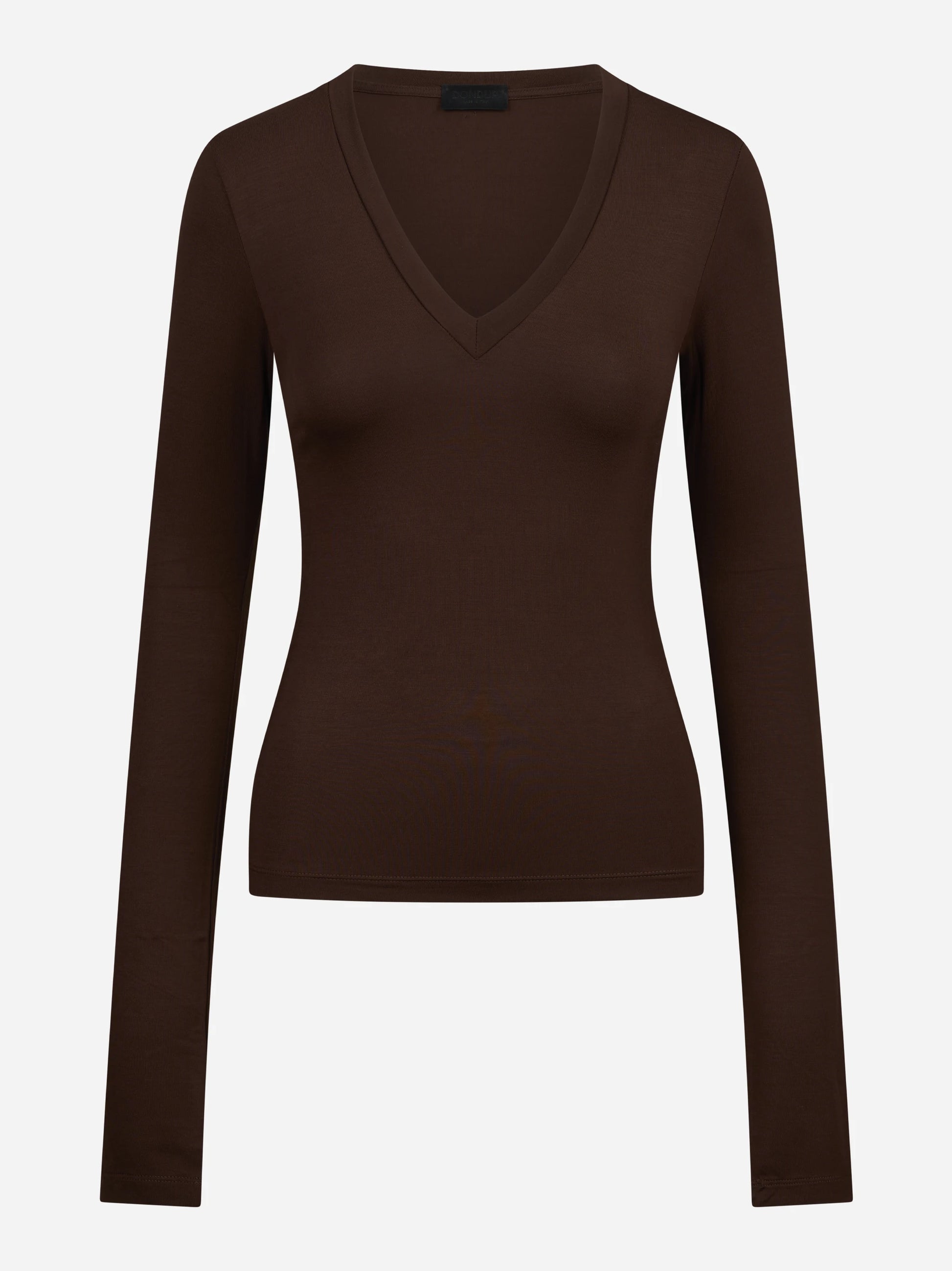 Maglia scollo a V slim-fit marrone DONDUP – immagine 1 di 3
