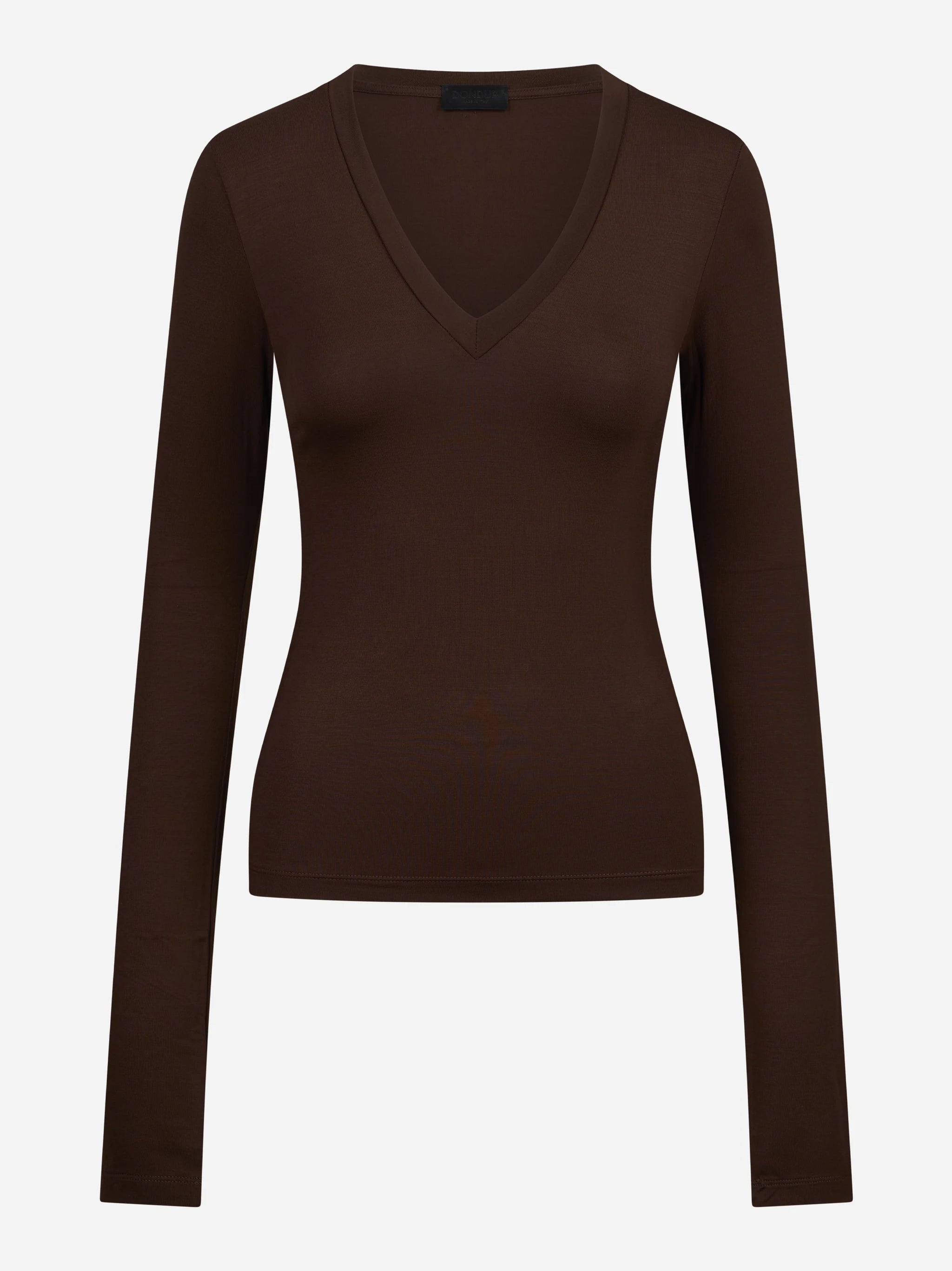 Maglia scollo a V slim-fit marrone DONDUP – immagine 1 di 3