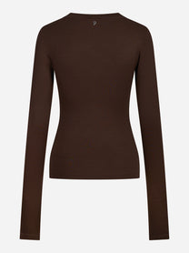 Maglia scollo a V slim-fit marrone DONDUP – immagine 2 di 3