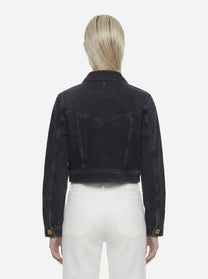 Giacca crop in denim nero