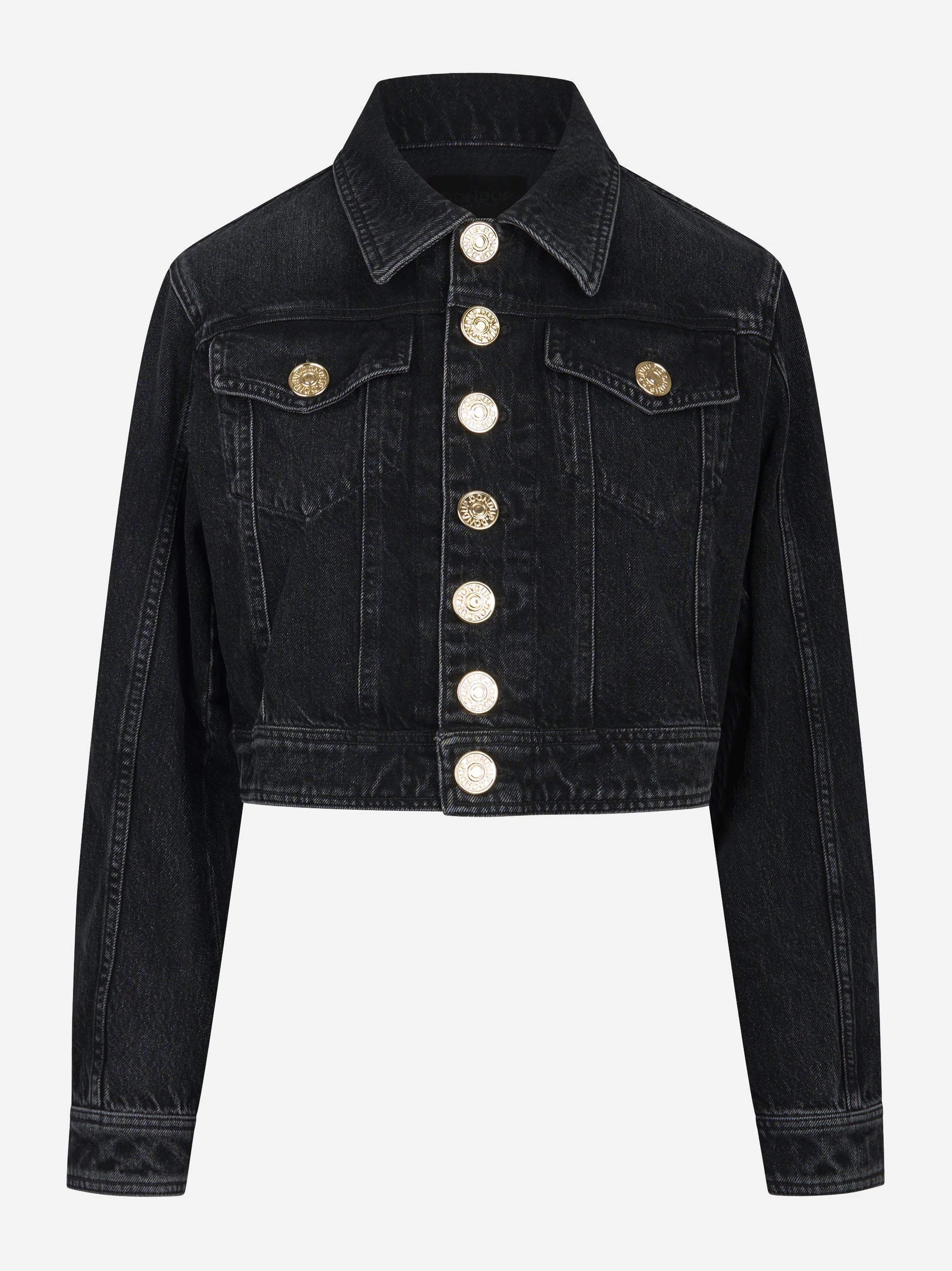 Giacca crop in denim nero
