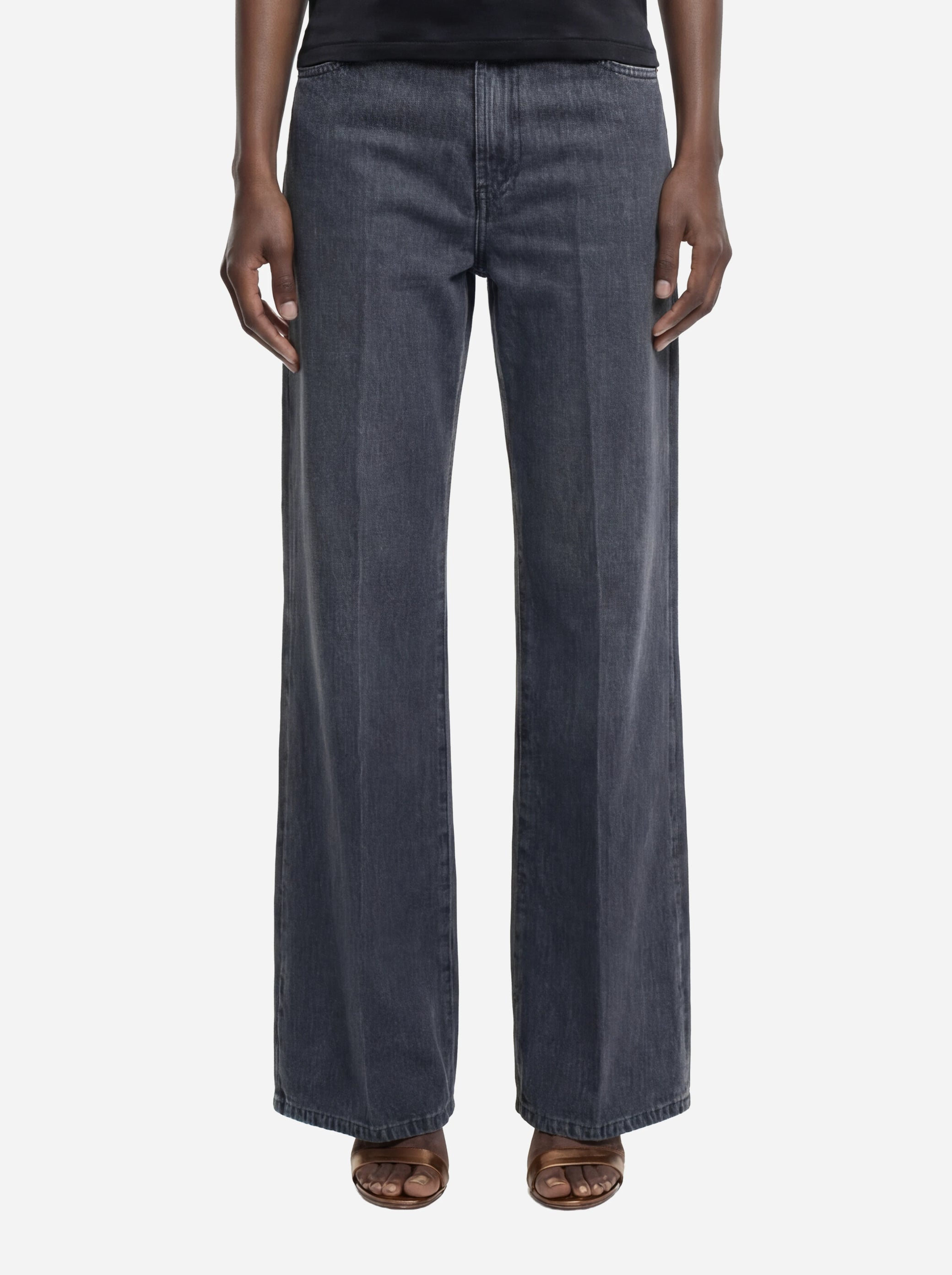 Jeans Amber wide leg in cotone e lyocell nero