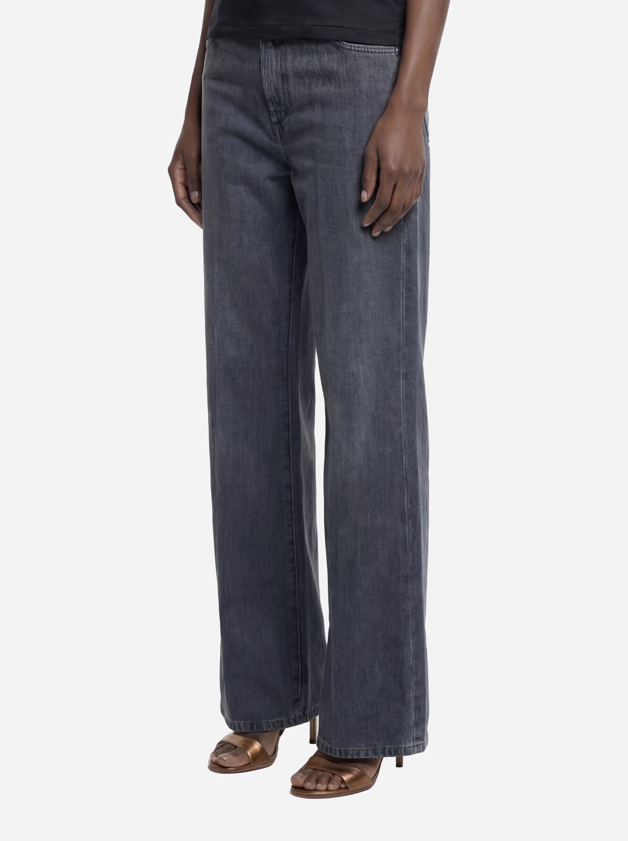 Jeans Amber wide leg in cotone e lyocell nero