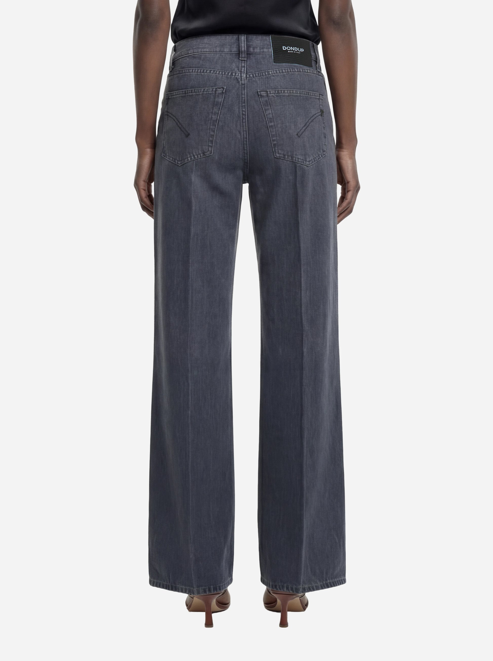 Jeans Amber wide leg in cotone e lyocell nero