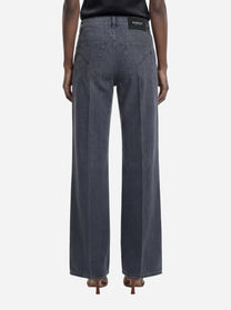 Jeans Amber wide leg in cotone e lyocell nero