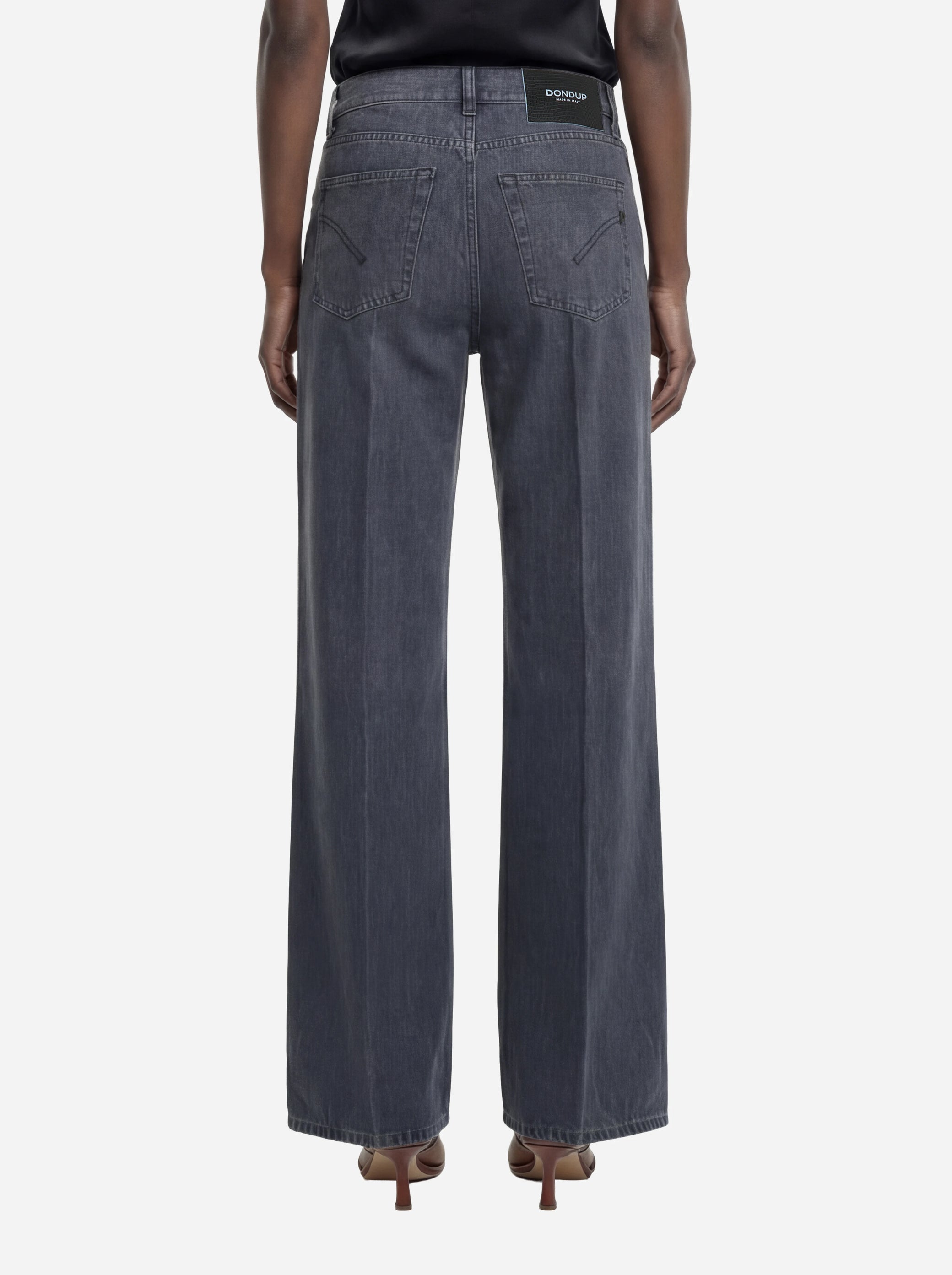 Jeans Amber wide leg in cotone e lyocell nero