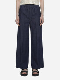 Pantalone wide leg con elastico in vita
