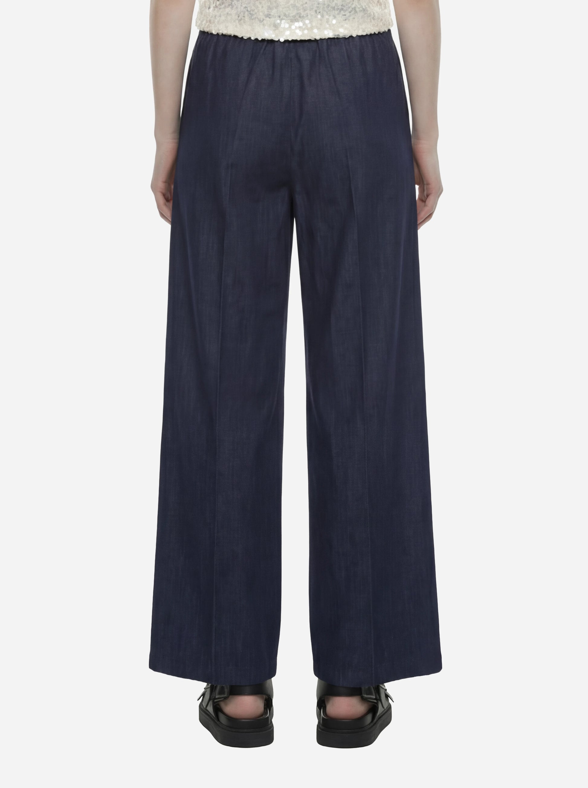 Pantalone wide leg con elastico in vita