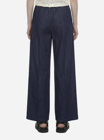 Pantalone wide leg con elastico in vita