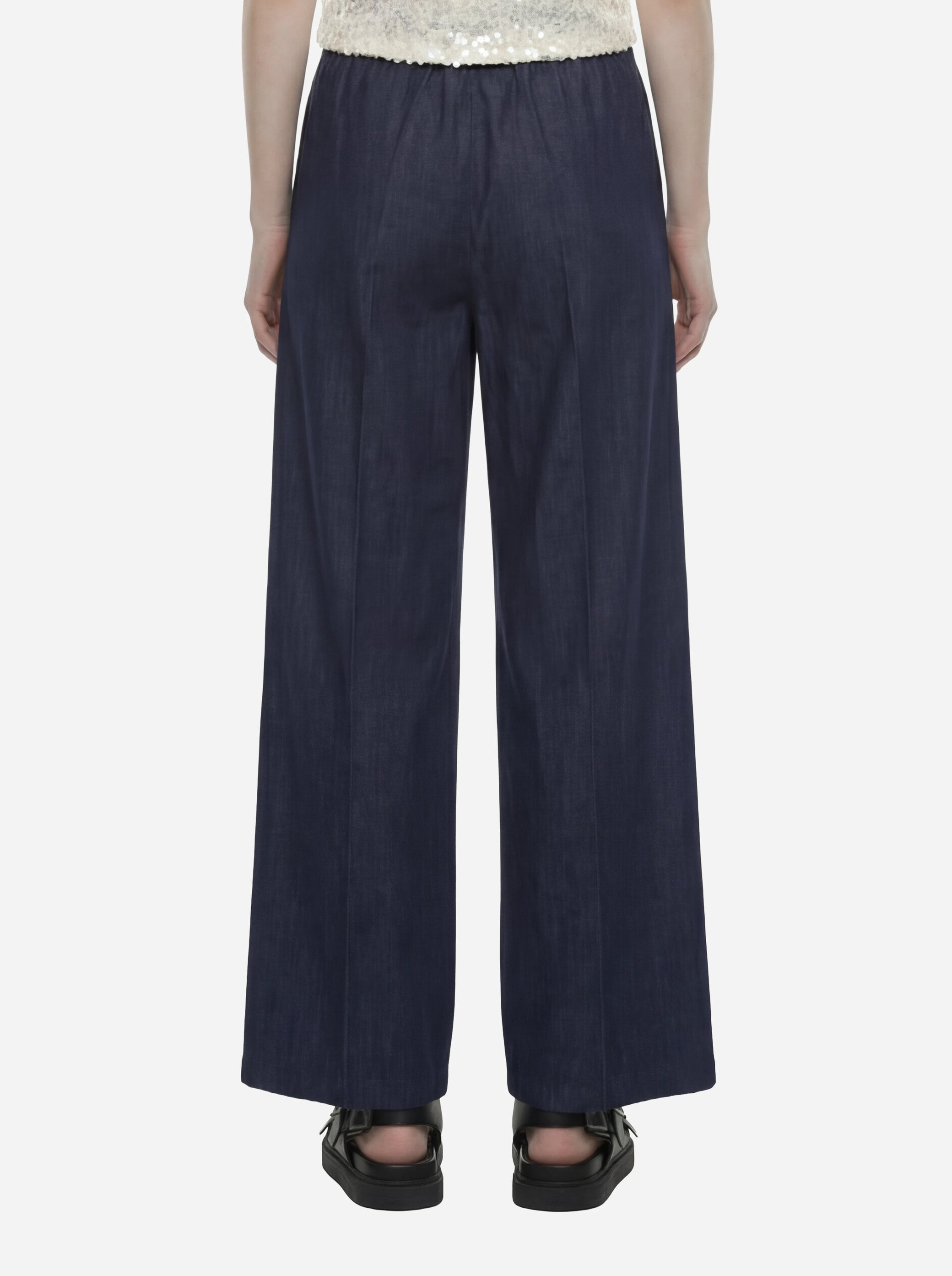 Pantalone wide leg con elastico in vita