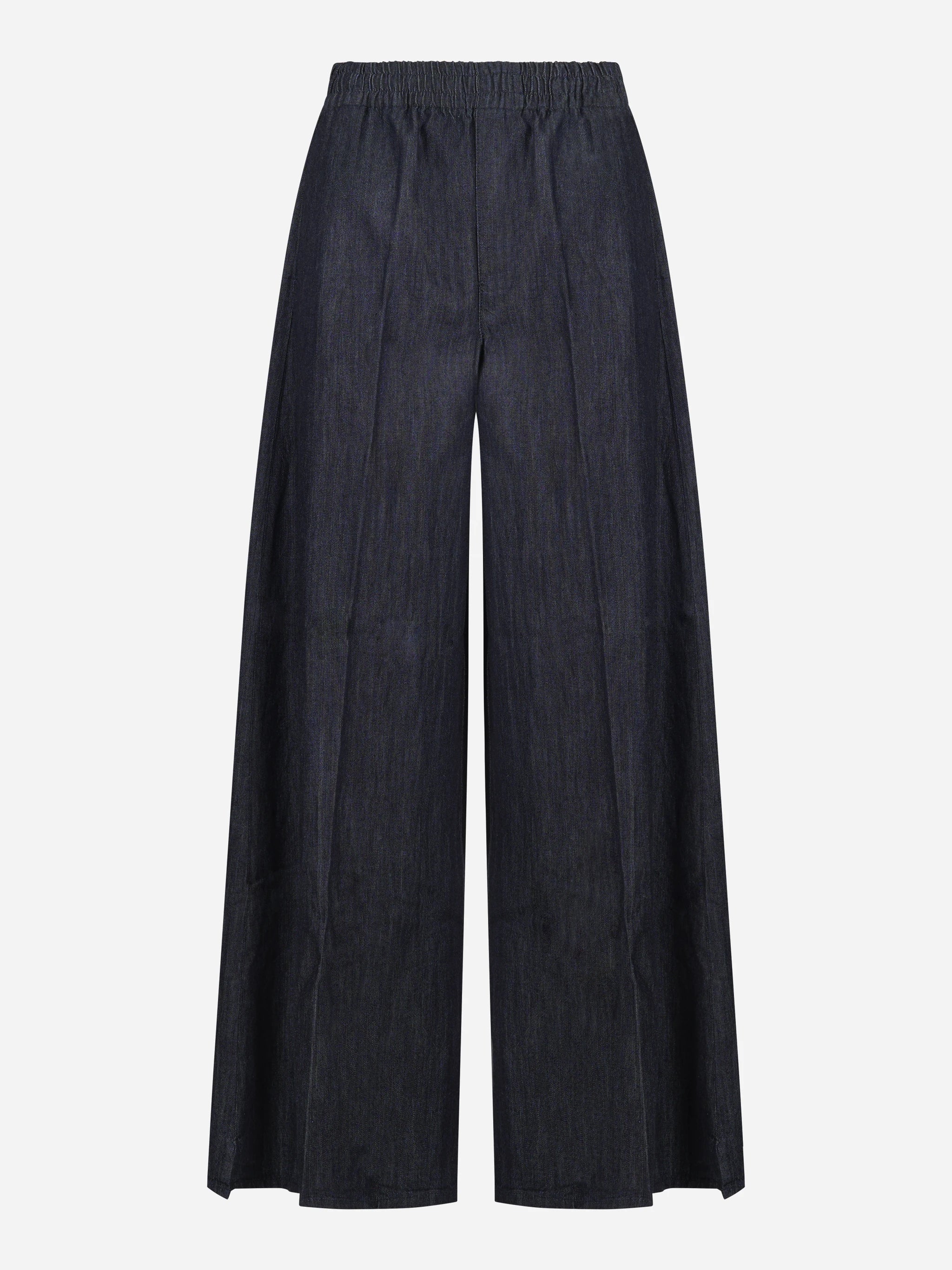 Pantalone wide leg con elastico in vita