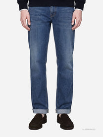 Jeans Ervin loose fit blu - indossato, vista frontale