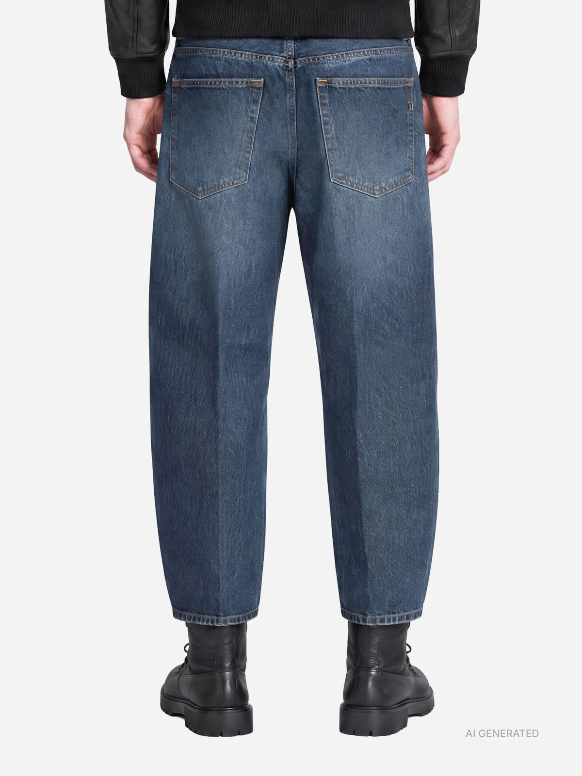 Jeans Anthony loose fit blu con abrasioni - indossato, vista posteriore