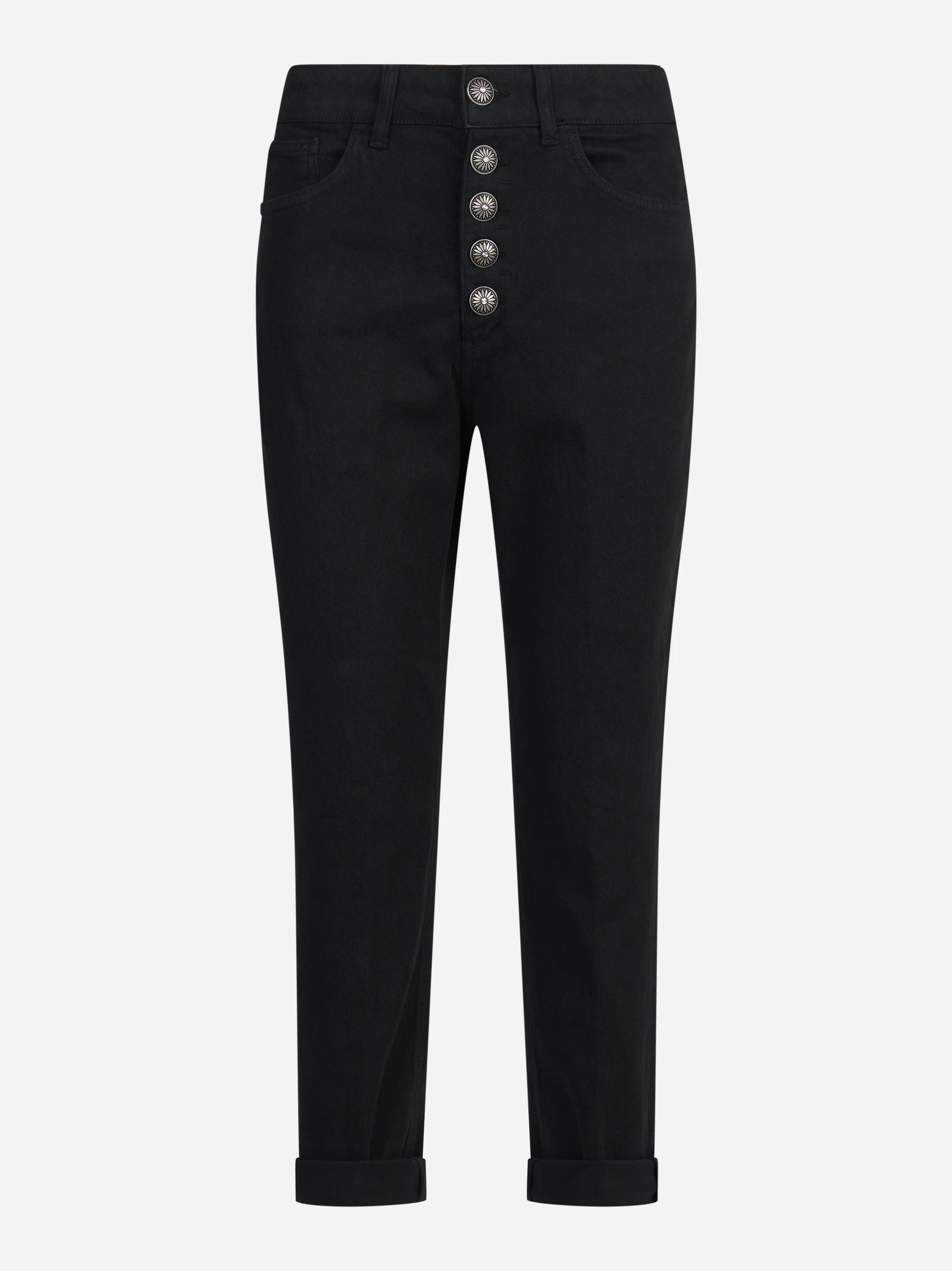 Jeans Koons loose fit con bottoniera gioiello neri - vista frontale