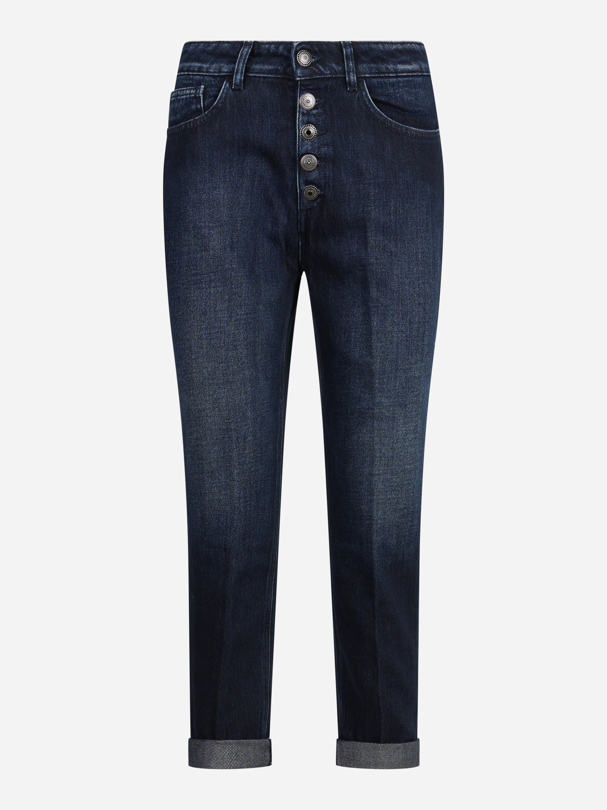 Jeans Koons loose fit con bottoniera gioiello blu - vista frontale