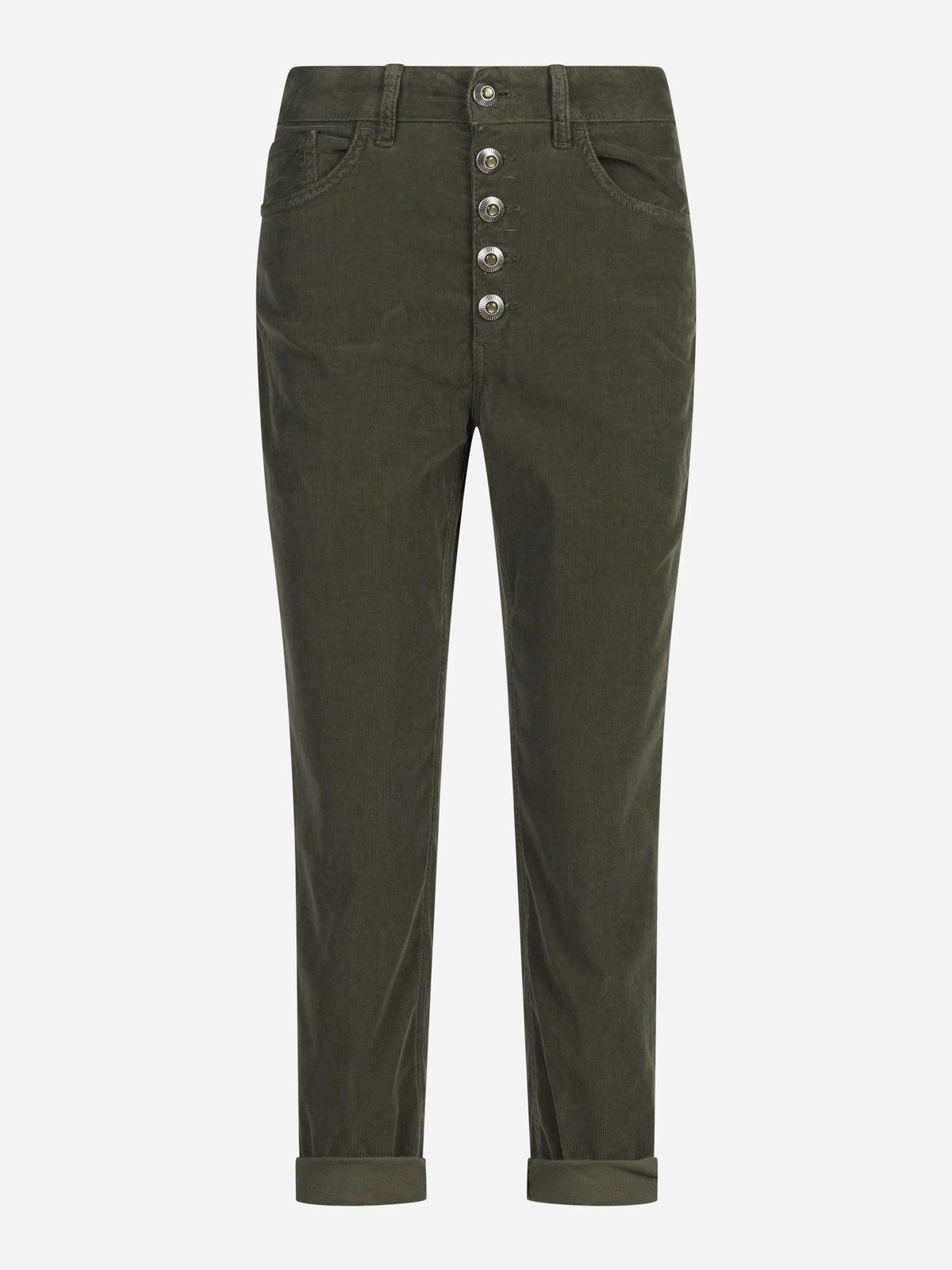 Jeans Koons loose fit in velluto verde oliva - vista frontale
