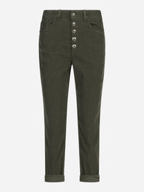 Jeans Koons loose fit in velluto verde oliva - vista frontale