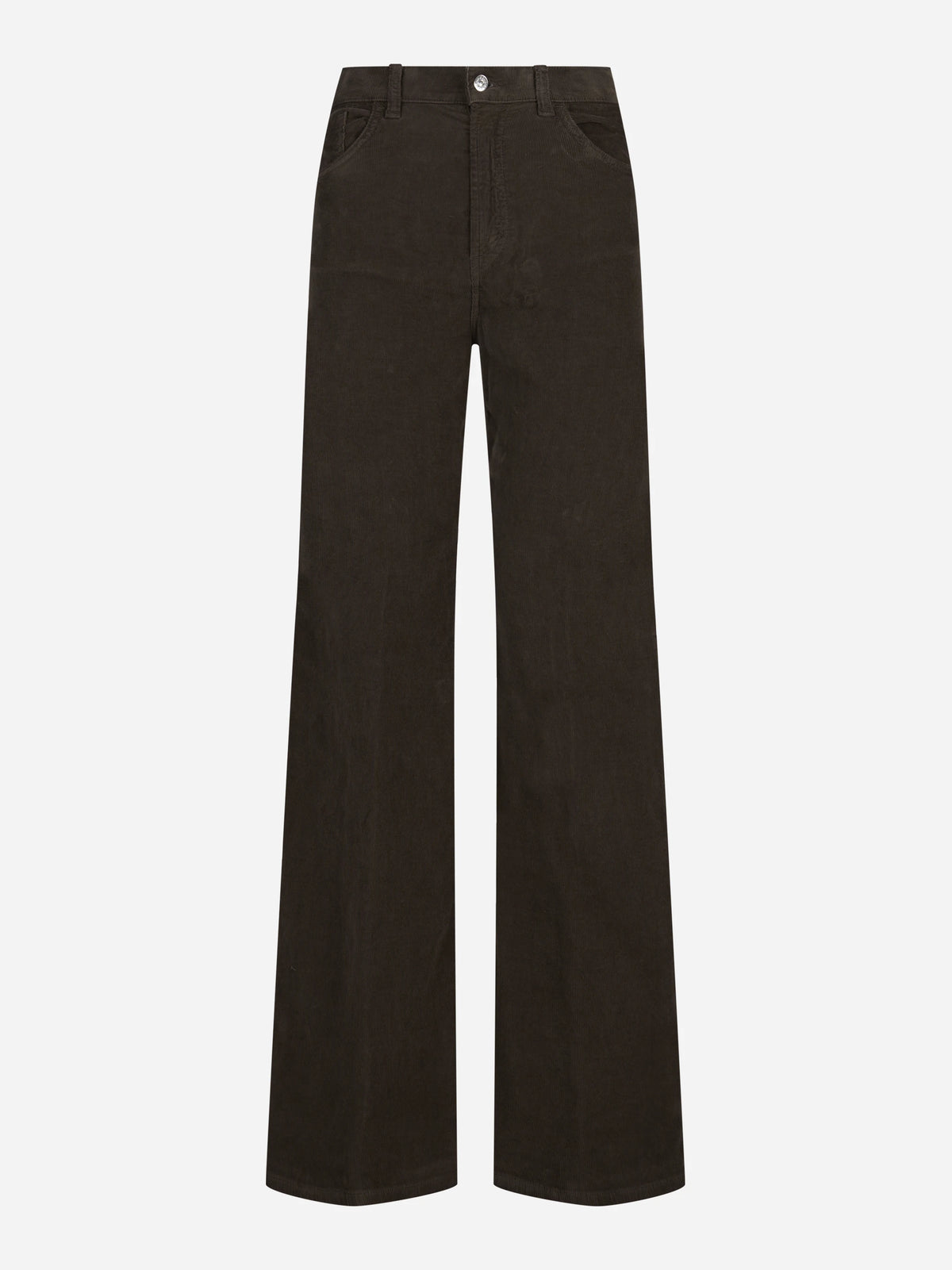 Jeans Amber wide leg in velluto a coste marroni - vista frontale