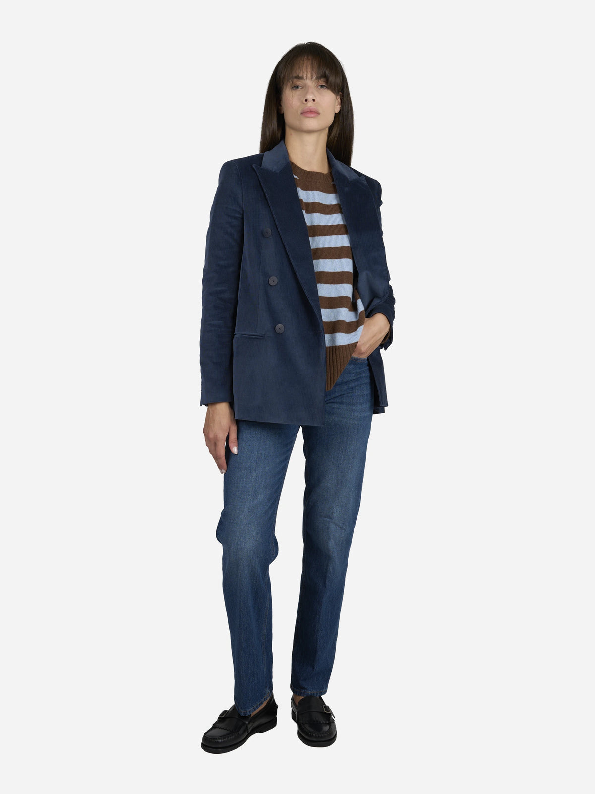 Jeans Dafne dritti blu - indossato, look completo