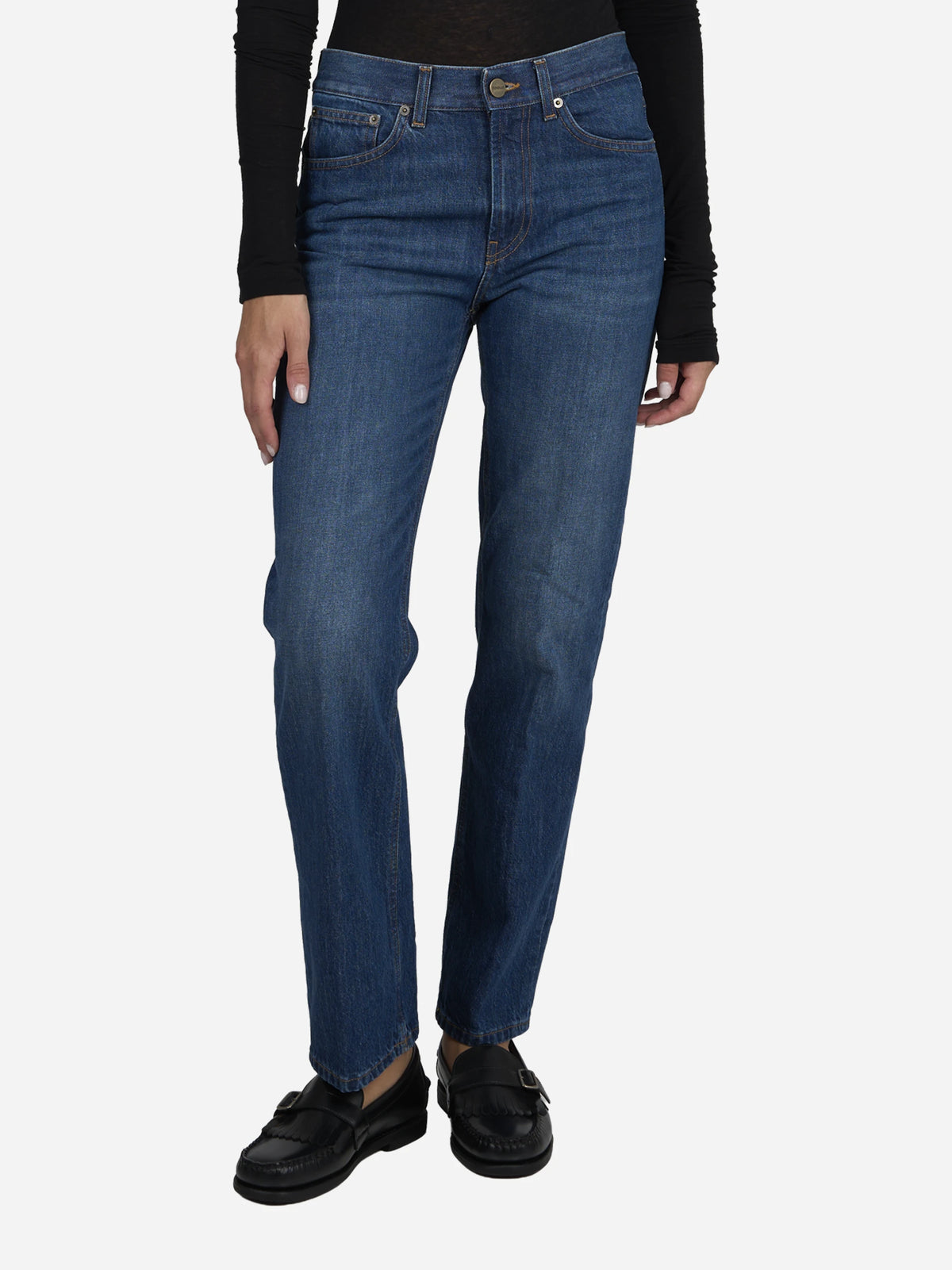 Jeans Dafne dritti blu - indossato, vista frontale