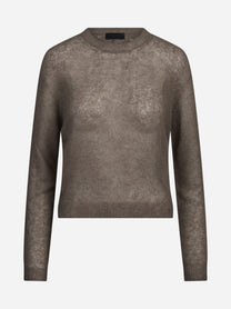 Maglia girocollo in alpaca regular-fit marrone - vista frontale