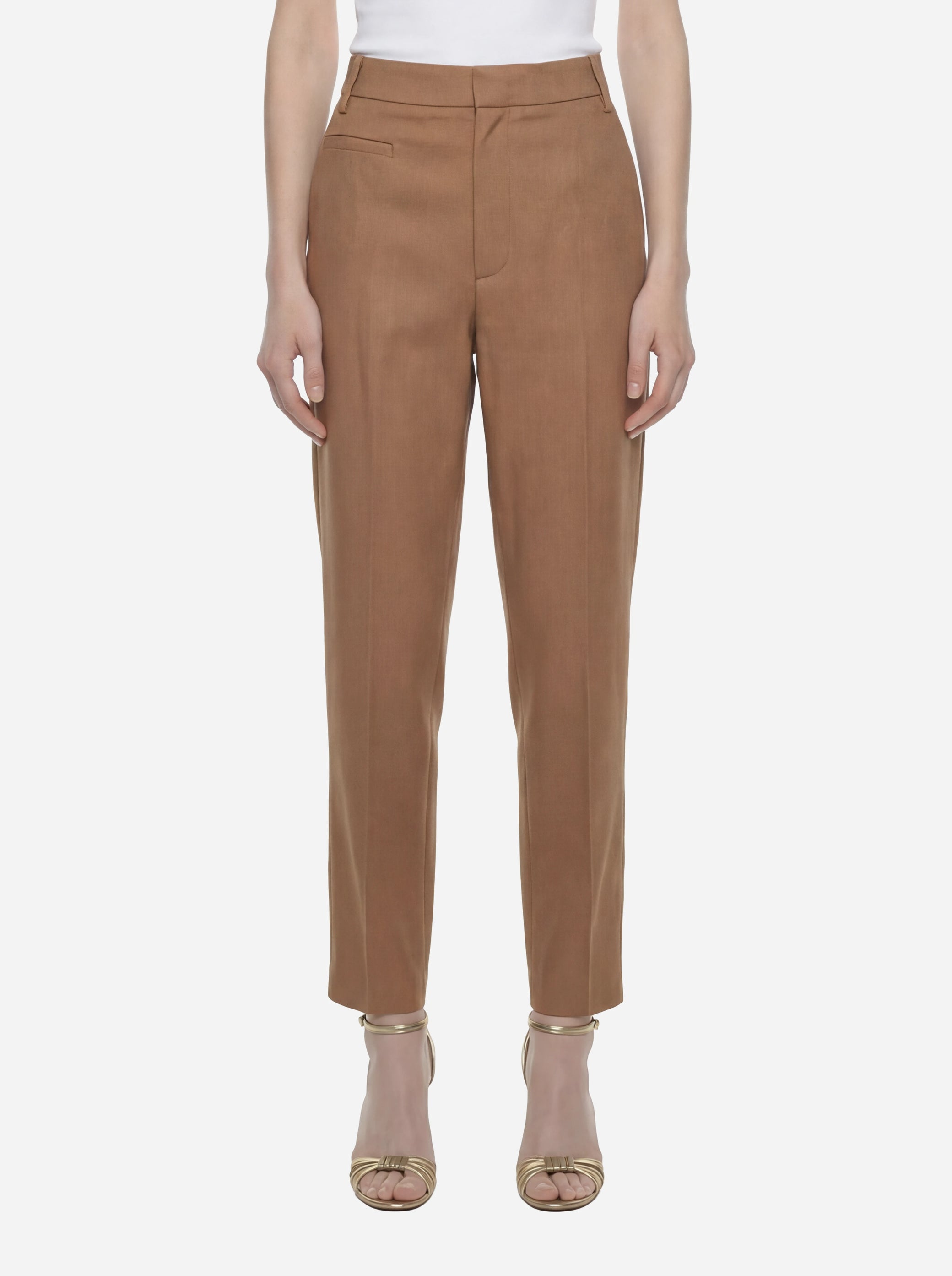 Pantalone Ariel Carrot fit in viscosa e lino beige