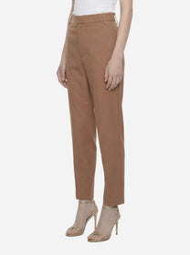 Pantalone Ariel Carrot fit in viscosa e lino beige