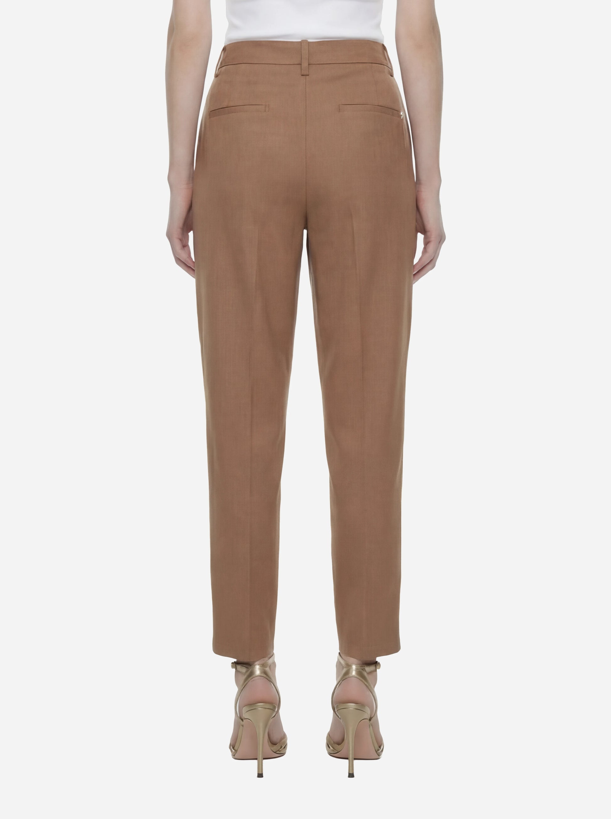 Pantalone Ariel Carrot fit in viscosa e lino beige