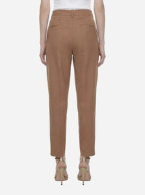 Pantalone Ariel Carrot fit in viscosa e lino beige