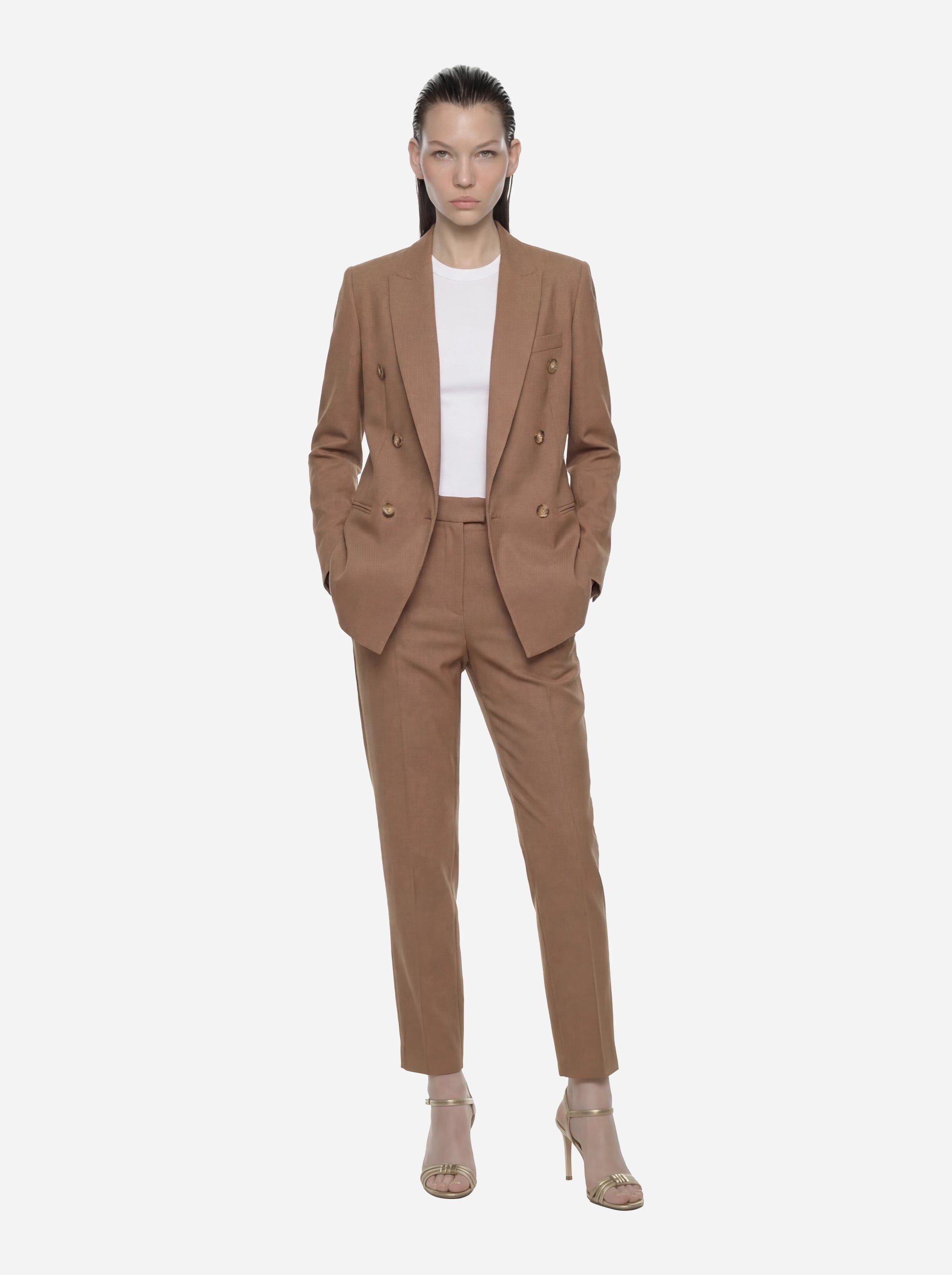 Pantalone Ariel Carrot fit in viscosa e lino beige