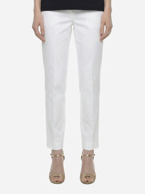 Pantalone Nima loose fit in cotone stretch bianco