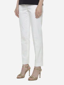 Pantalone Nima loose fit in cotone stretch bianco