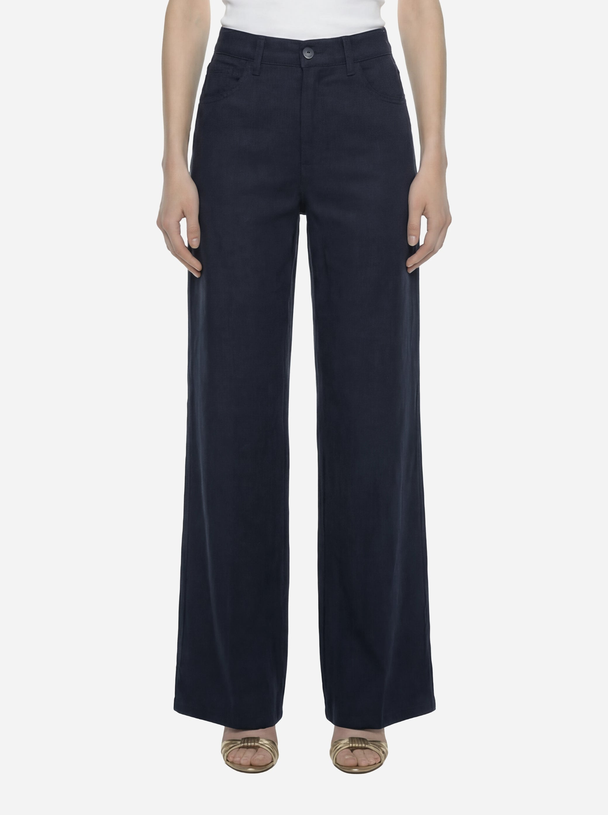 Pantalone Amber wide leg in viscosa e lino blu