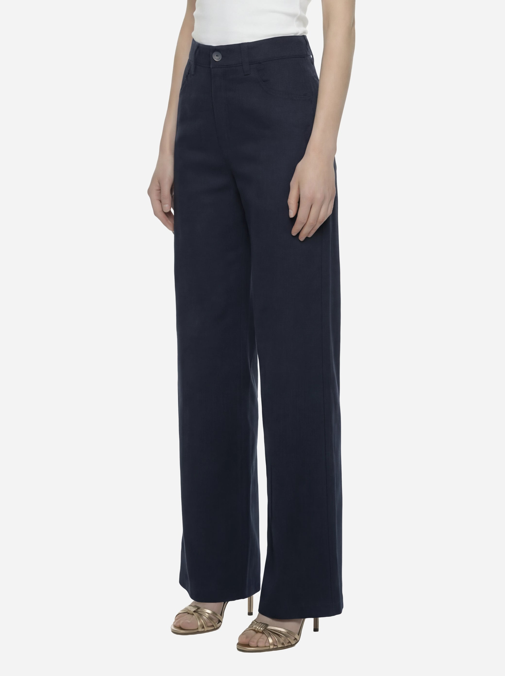 Pantalone Amber wide leg in viscosa e lino blu