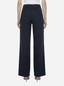 Pantalone Amber wide leg in viscosa e lino blu
