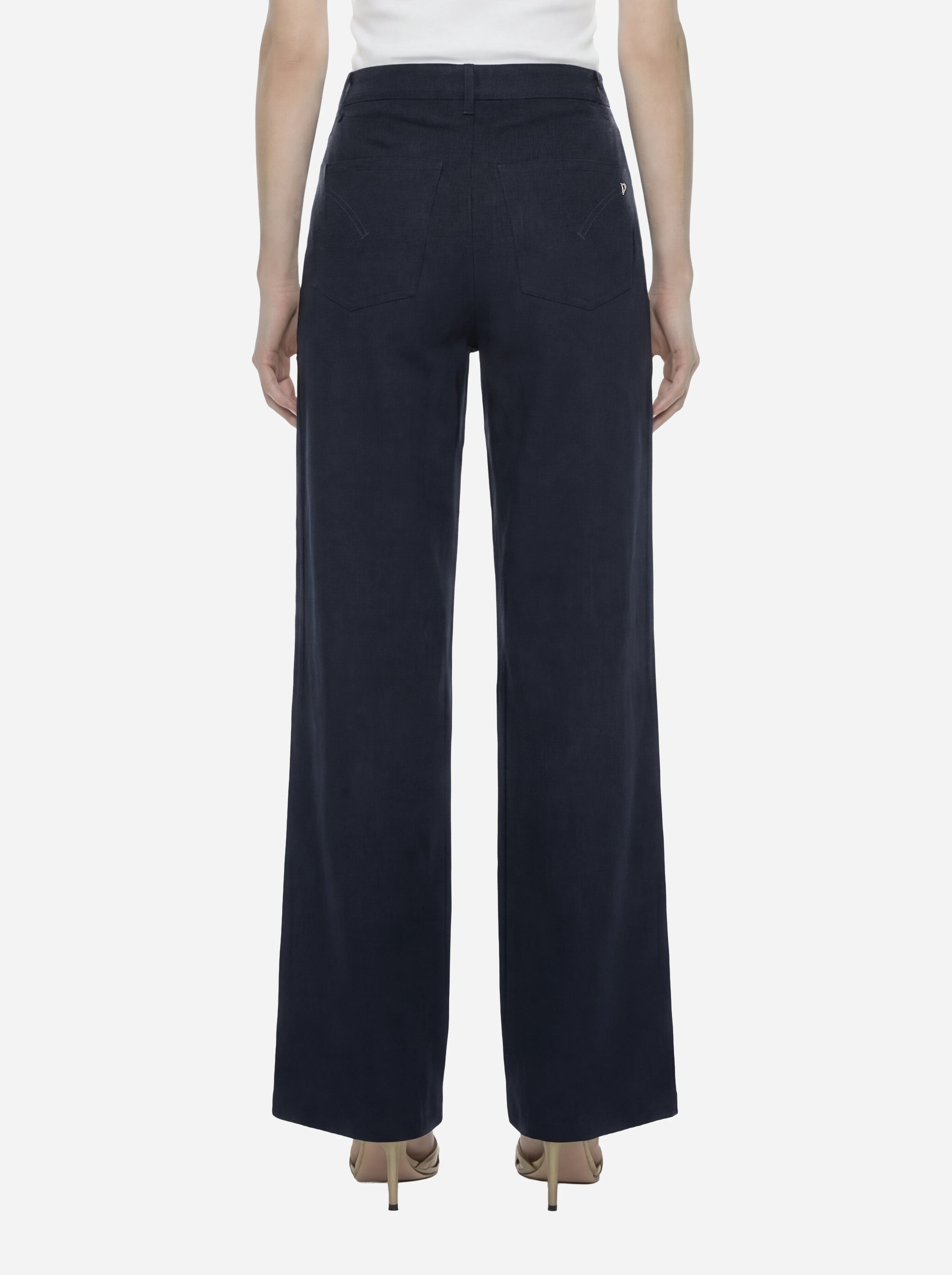 Pantalone Amber wide leg in viscosa e lino blu