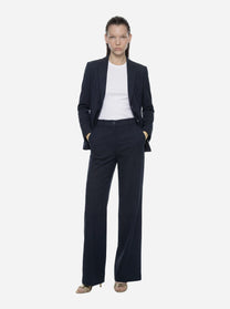 Pantalone Amber wide leg in viscosa e lino blu