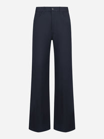 Pantalone Amber wide leg in viscosa e lino blu
