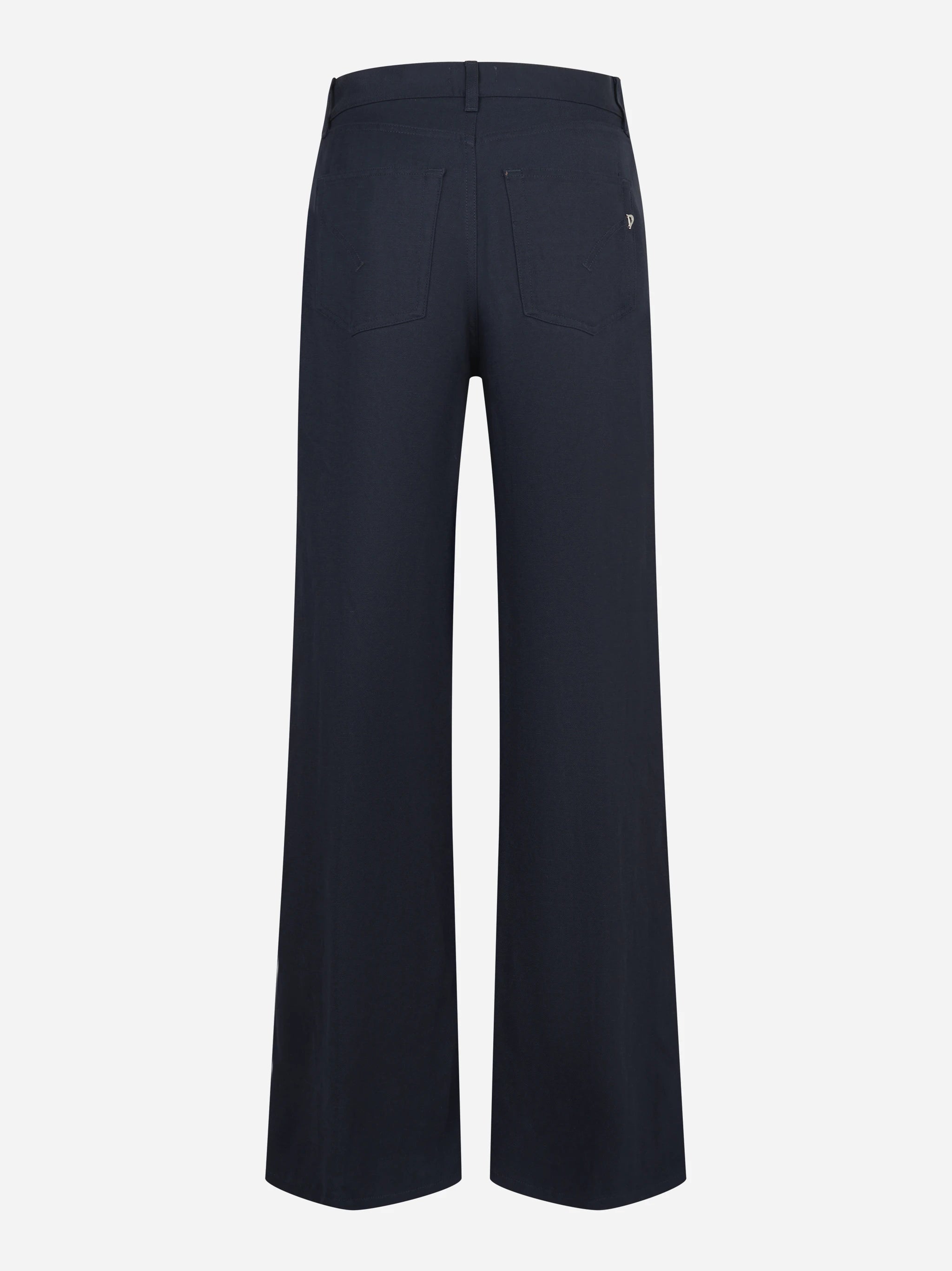 Pantalone Amber wide leg in viscosa e lino blu