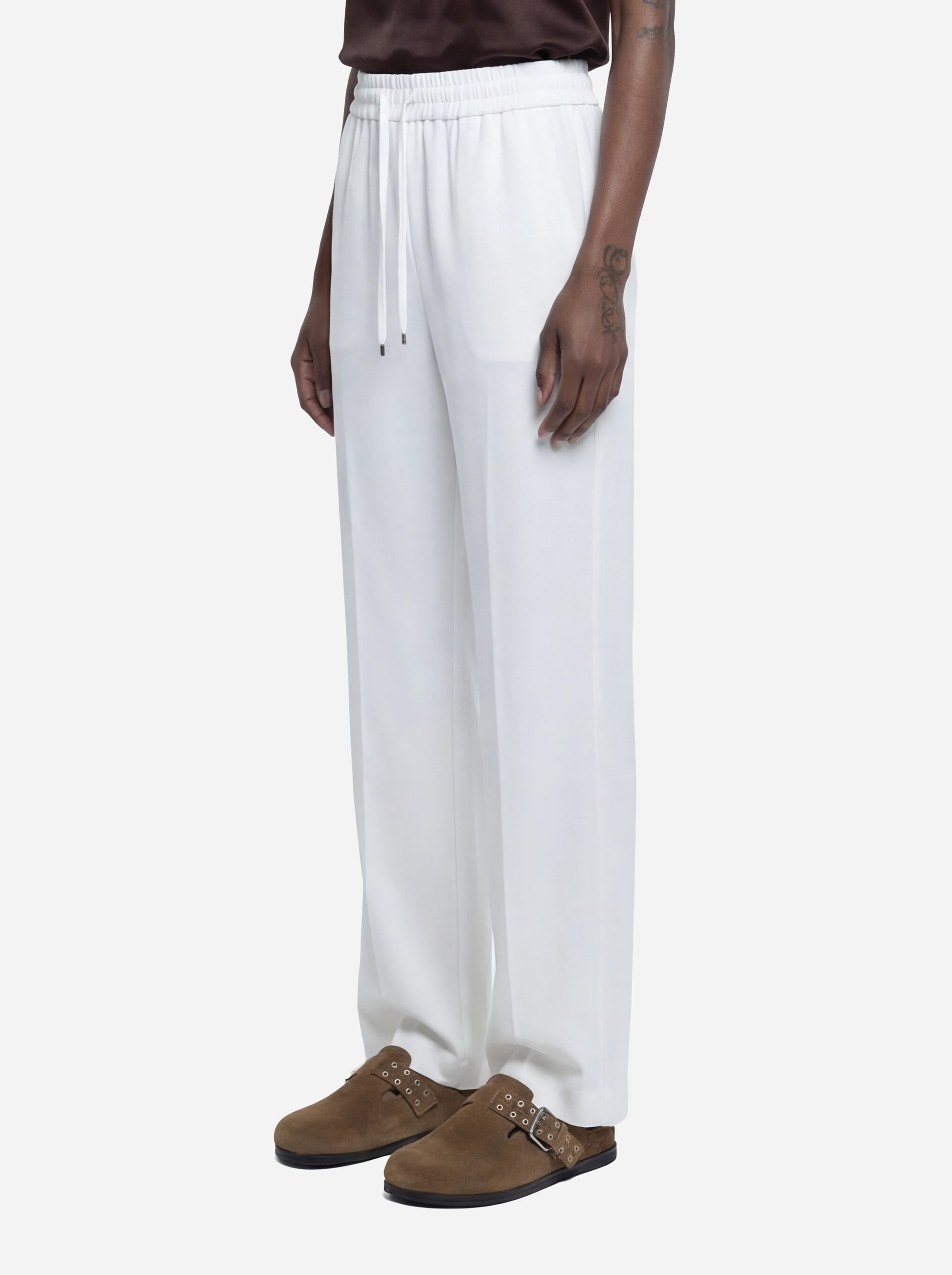 Pantalone jogger Marisol in viscosa bianco