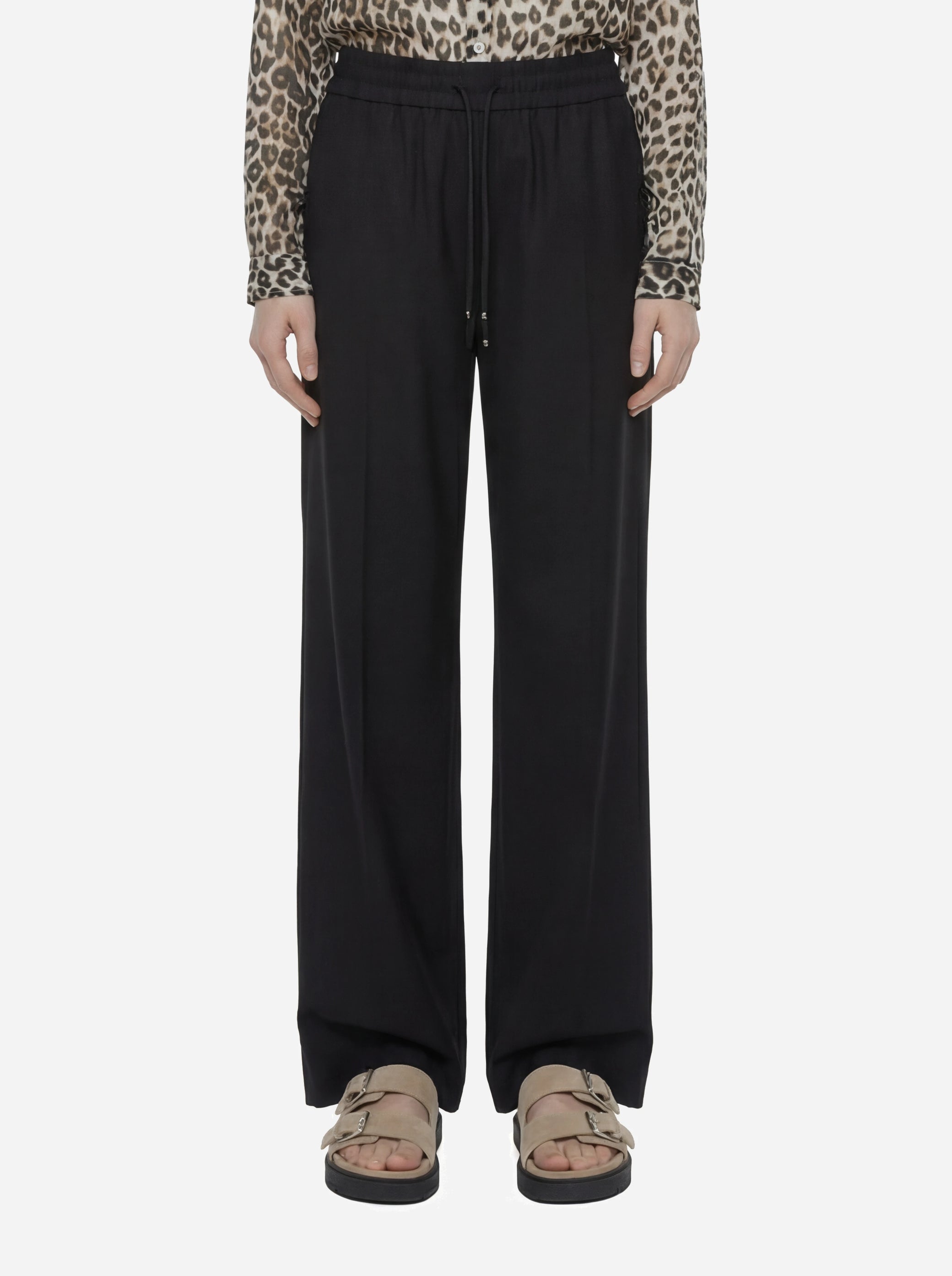 Pantalone jogger Marisol in viscosa nero