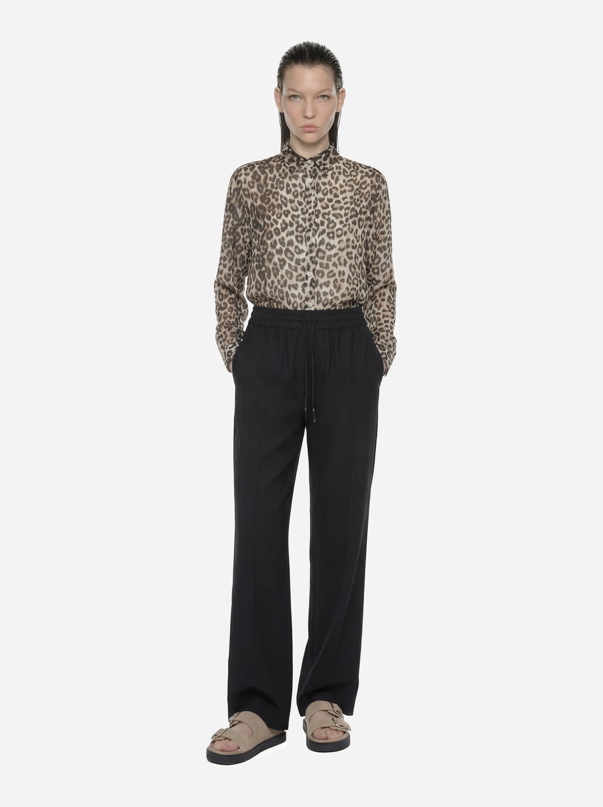 Pantalone jogger Marisol in viscosa nero