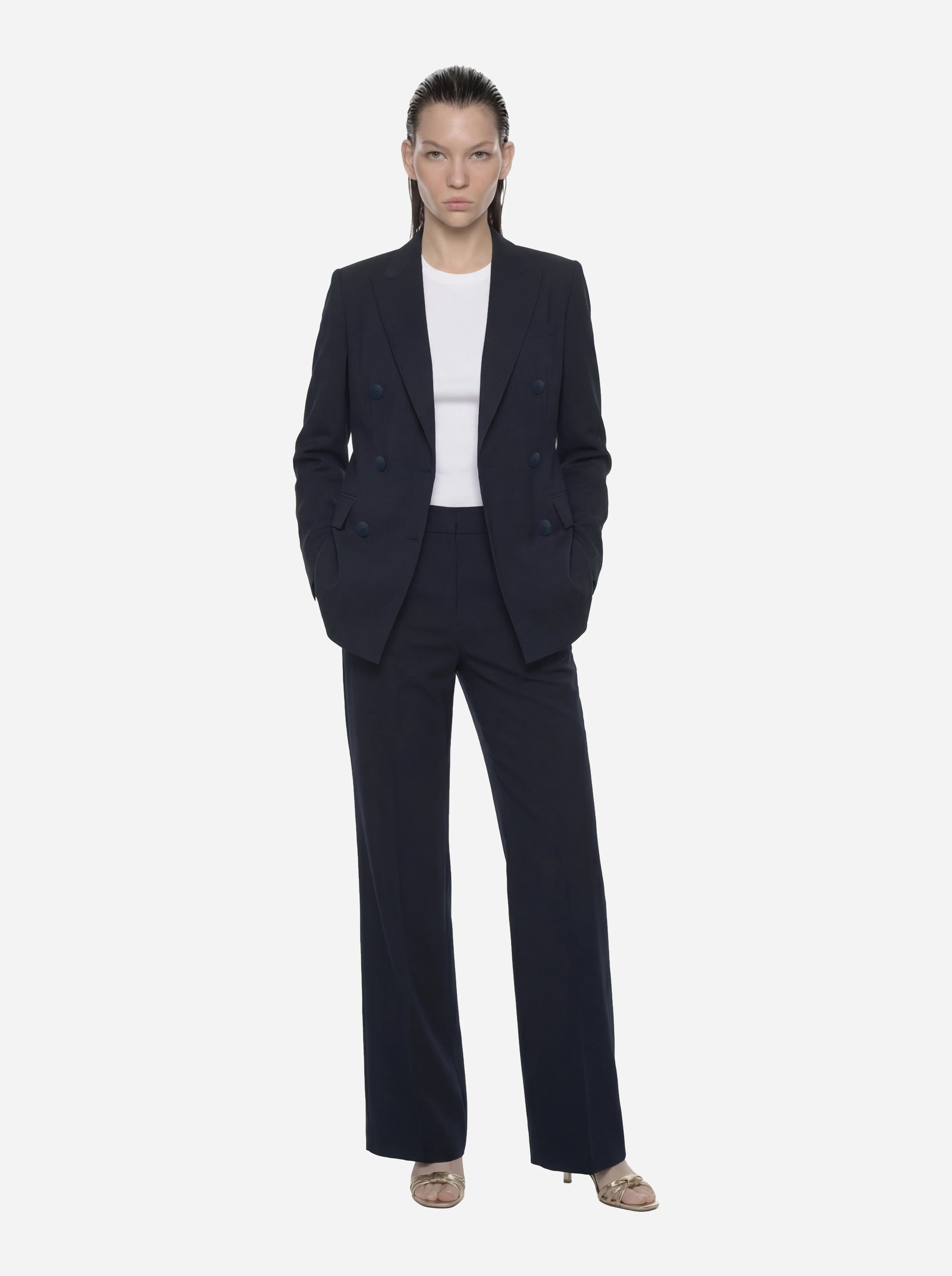 Pantalone Janice in lana stretch blu