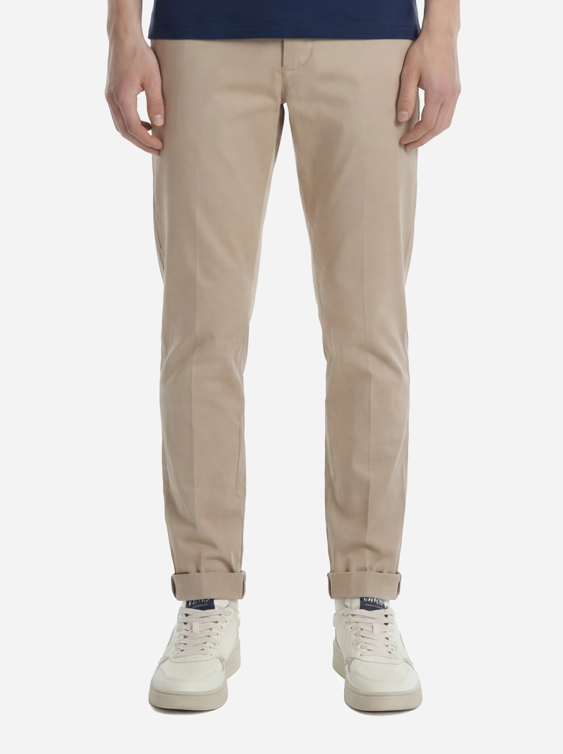 Pantalone slim fit Gaubert in gabardina di cotone beige